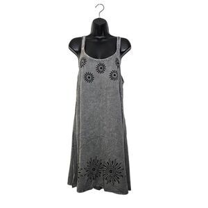 Daisy Island Dress Size Small Gray Black Vacation Beachy Boho Summer